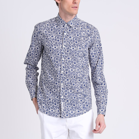 Jasper Dress Shirt // Navy + White (XS)