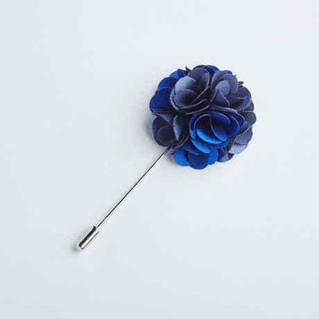 Mini Flower Lapel Pin // Blue + Navy