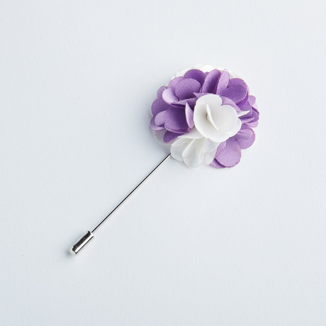 Mini Flower Lapel Pin // Lavender + White