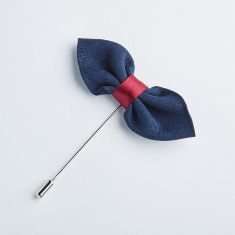 Bowtie Flower Lapel Pin // Navy + Maroon