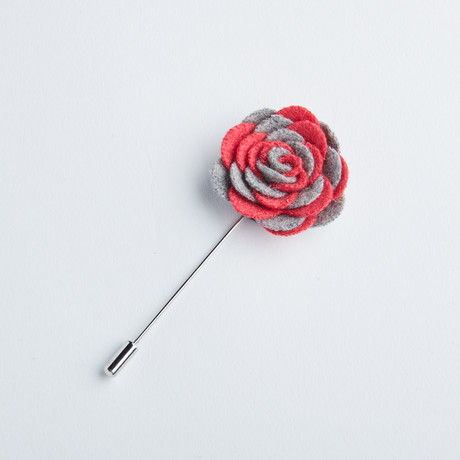 Two-Tone Flower Lapel Pin // Pink + Gray