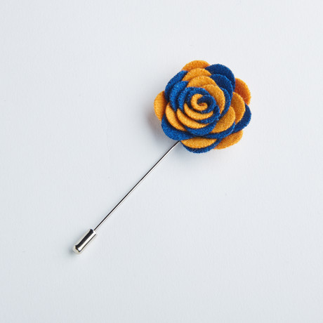 Two-Tone Flower Lapel Pin // Yellow + Blue