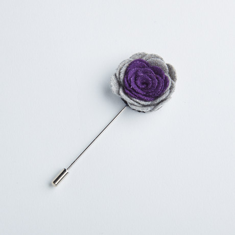 Two-Tone Flower Lapel Pin // Purple + Gray