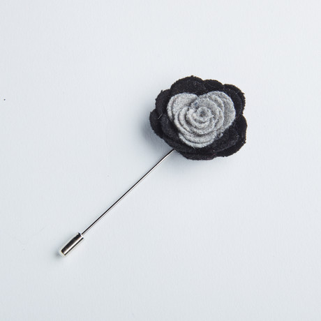 Two-Tone Flower Lapel Pin // Gray + Black