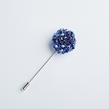 Jeweled Flower Lapel Pin // Blue