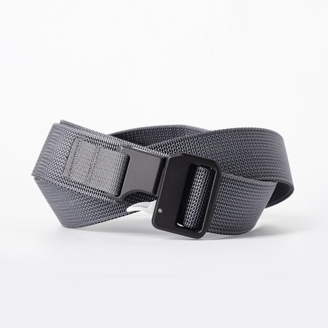 Epoch Single Layer Belt // Gray Strap // Silver Latch (Regular (Up to 38" Waist))