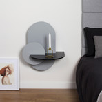 Alba L // Oval Bedside Table + Concealed Storage (Gray + Black)