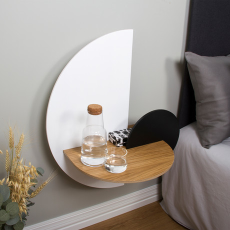 Alba L // Semi Cricle Bedside Table + Concealed Storage