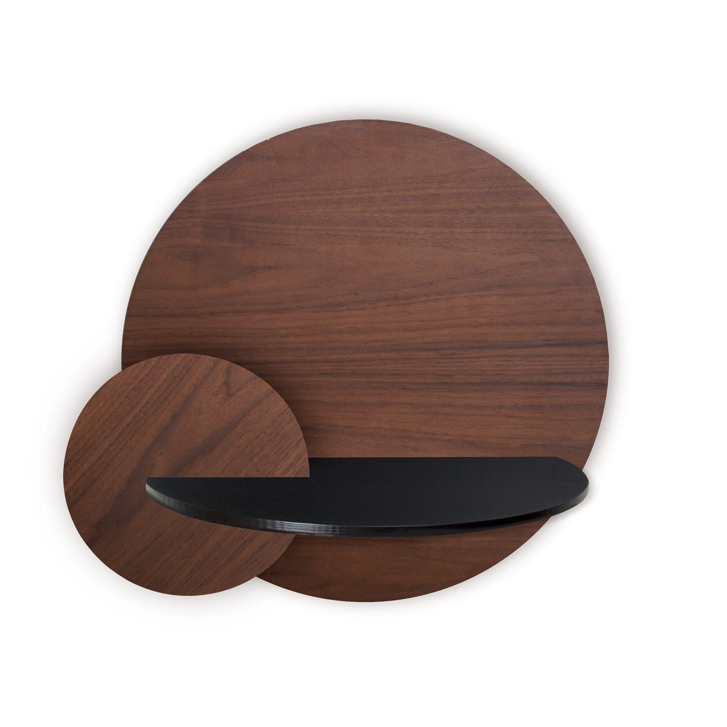Alba L // Round Bedside Table + Concealed Storage (Oak + Black