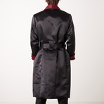 Long Heavyweight Satin Robe // Black + Red (XL)