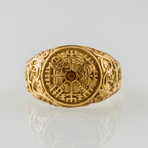 Gold Collection // Viking Ring with Vegvisir (Size 6)