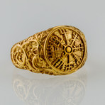 Gold Collection // Viking Ring with Vegvisir (Size 6)