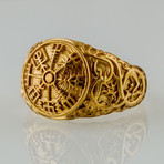 Gold Collection // Viking Ring with Vegvisir (Size 6)