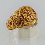 Gold Collection // Viking Ring with Vegvisir (Size 6)