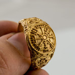 Gold Collection // Viking Ring with Vegvisir (Size 6)