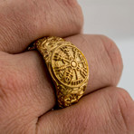 Gold Collection // Viking Ring with Vegvisir (Size 6)