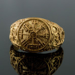 Gold Collection // Viking Ring with Vegvisir (Size 6)