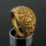 Gold Collection // Viking Ring with Vegvisir (Size 6)