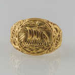 Gold Collection // Viking Ring with Drakkar (Size 6)