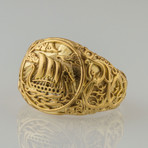 Gold Collection // Viking Ring with Drakkar (Size 6)