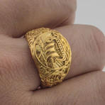 Gold Collection // Viking Ring with Drakkar (Size 6)