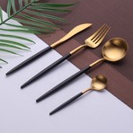 4 Piece Cutlery Set // Black (Gold Tip)