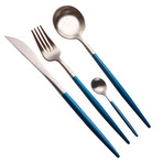 4 Piece Cutlery Set // Blue (Silver Tip)