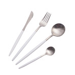 4 Piece Cutlery Set // White (Silver Tip)