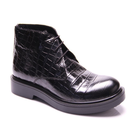 Lace-Up Boot // Black Croco (Euro: 40)