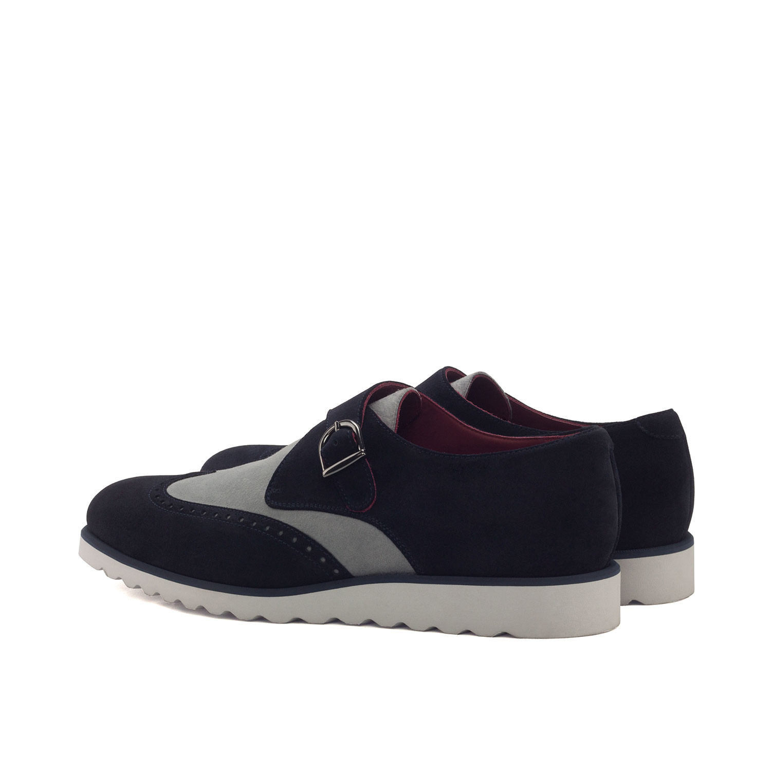 Single Monk // Navy Lux Suede // Light Gray Kid Suede (US: 12) - Quick ...