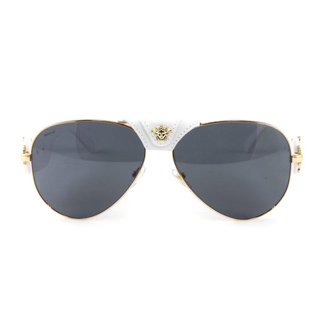 Medusa Aviator Sunglasses // Gold + White