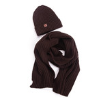 Bart Wool Hat + Ribbed Scarf Set // Brown