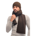 Bart Wool Hat + Ribbed Scarf Set // Brown