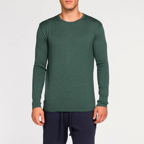 Cashmere Blend Crew Neck Knitted Sweater // Forest Green (XS)