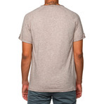 Scoop Neck Wool Blend Raglan Rolled Up Sleeve T-shirt // Beige (2XL)
