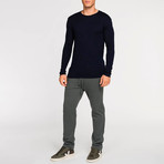 Cashmere Blend Crew Neck Knitted Sweater // Navy Blue (S)