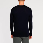 Cashmere Blend Crew Neck Knitted Sweater // Navy Blue (L)