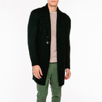 Two Button Shawl Collar Wool Blend Cardigan // Forest Green (XL)