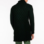 Two Button Shawl Collar Wool Blend Cardigan // Forest Green (M)