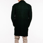 Button Front Shawl Collar Wool Blend Cardigan // Forest Green (XS)