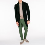 Shawl Collar Wool Blend Belted Cardigan // Forest Green (XS)