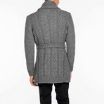Shawl Collar Wool Blend Belted Cardigan // Grey (M)