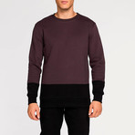 Vertical Color Block Crew Neck Sweatshirt // Burgundy (S)