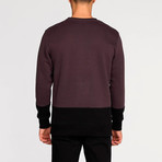 Vertical Color Block Crew Neck Sweatshirt // Burgundy (M)