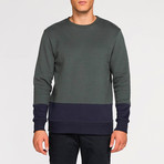 Vertical Color Block Crew Neck Sweatshirt // Green (L)