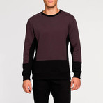 Horizontal Color Block Crew Neck Sweatshirt // Burgundy (XL)