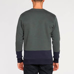 Vertical Color Block Crew Neck Sweatshirt // Green (M)