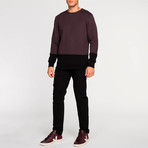 Vertical Color Block Crew Neck Sweatshirt // Burgundy (L)