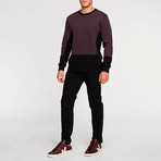 Horizontal Color Block Crew Neck Sweatshirt // Burgundy (XL)