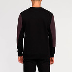 Horizontal Color Block Crew Neck Sweatshirt // Burgundy (2XL)